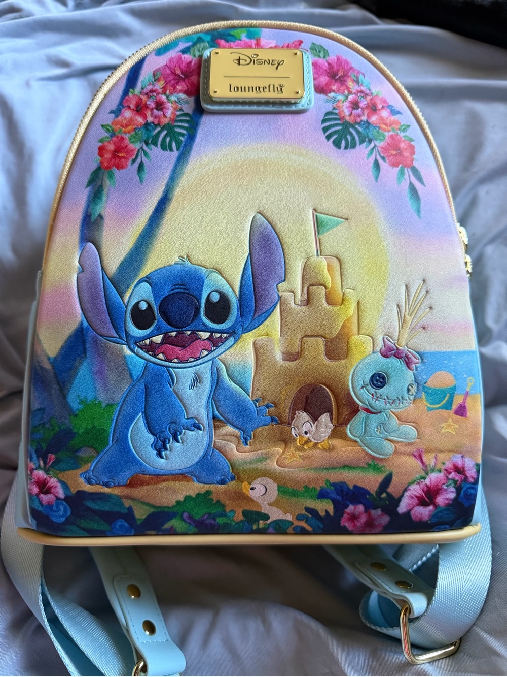 Loungefly Pastel Beach Stitch & Scrump Mini Backpack